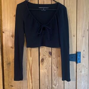 Aeropostale Black Ribbed Crop Top